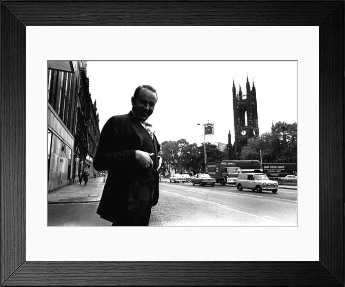 Framed Print : Ned Sherrin, a film and TV producer, who flew into Newcastle on June 16, 1971 Framed Print : Ned Sherrin, a film and TV producer, who flew into Newcastle on June 16, 1971