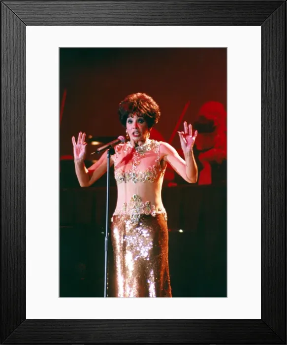 Framed Print : Singer Shirley Bassey performing at the Newcastle Arena. 11 / 05 / 96 Framed Print : Singer Shirley Bassey performing at the Newcastle Arena. 11 / 05 / 96
