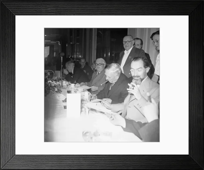 Framed Print : Bernard Venables (right) seen here at the top table with Mr Bartholomew at the Daily Framed Print : Bernard Venables (right) seen here at the top table with Mr Bartholomew at the Daily