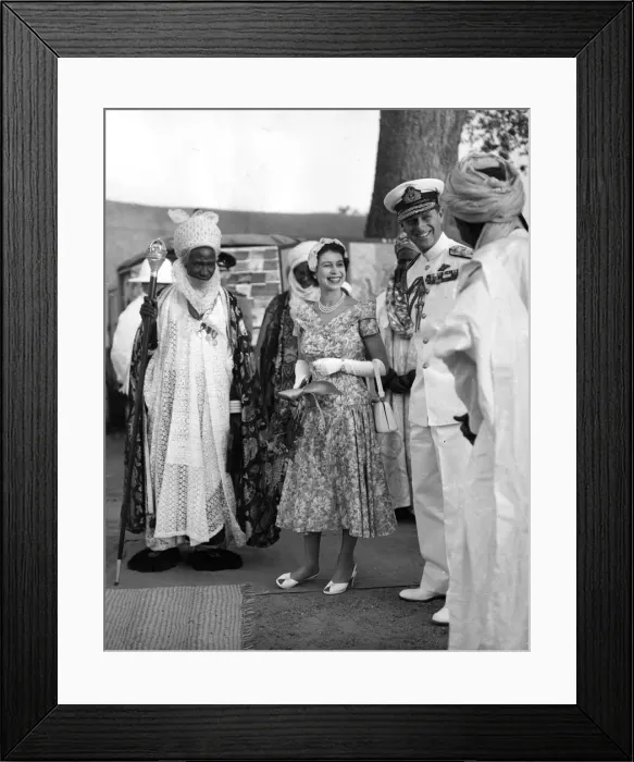 Framed Print : Queen Elizabeth II and Prince Philip meet the Emir of Kano during the Royal visit to Framed Print : Queen Elizabeth II and Prince Philip meet the Emir of Kano during the Royal visit to