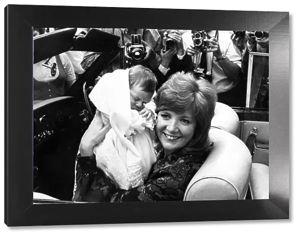 Cilla Black leaving the Avenue Clinic, St Johns Wood, with her 10 day old son