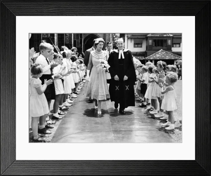 Framed Print : Queen Elizabeth II is leaving the Church of St Michael and All Angels at Polwatte Framed Print : Queen Elizabeth II is leaving the Church of St Michael and All Angels at Polwatte