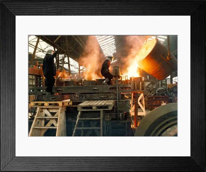 Framed Print : Workers making steel equipment in 1998 Framed Print : Workers making steel equipment in 1998