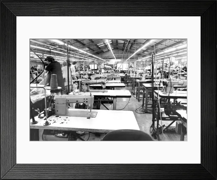 Framed Print : The factory floor of S. Levine Clothing Factory in 1977 Framed Print : The factory floor of S. Levine Clothing Factory in 1977