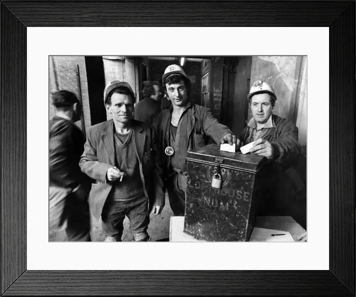 Framed Print : Coal miners cast their votes during the election. October 1977 P005132 Framed Print : Coal miners cast their votes during the election. October 1977 P005132