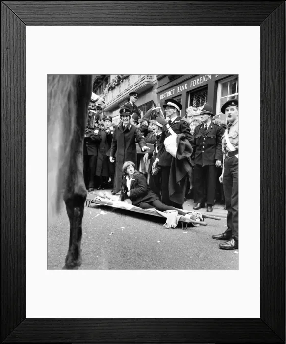 Framed Print : Police try to control fans in the streets of Liverpool before the premiere of the Beatles
