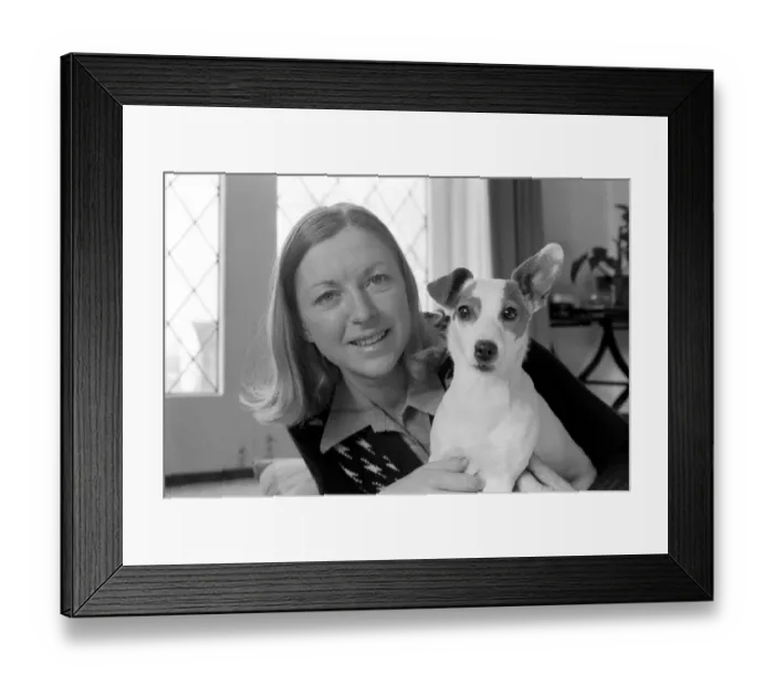 Framed Print : Show jumper Marion Mould with her pet dog. January 1975 75-00377-002 Framed Print : Show jumper Marion Mould with her pet dog. January 1975 75-00377-002
