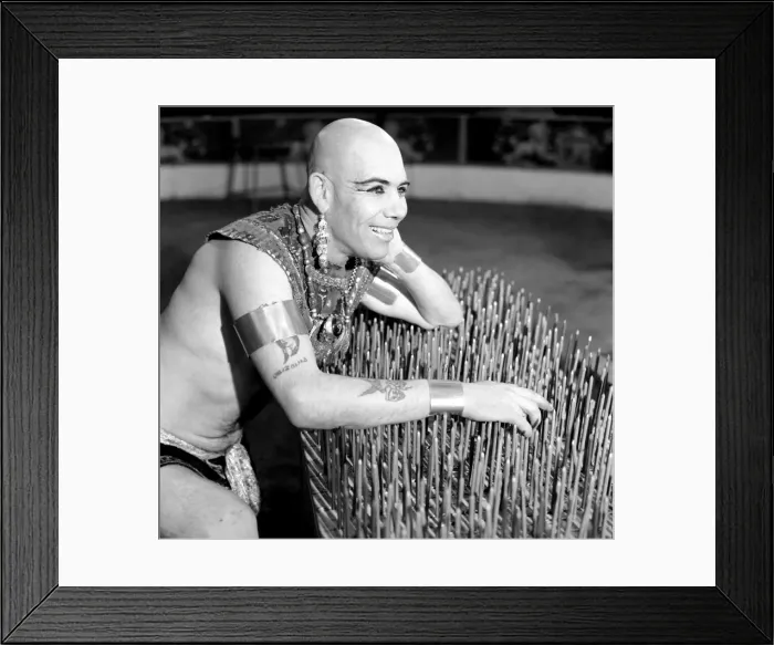 Framed Print : An attempt is to be made on the world record of sleeping on a bed of 600 nails by Barry Framed Print : An attempt is to be made on the world record of sleeping on a bed of 600 nails by Barry
