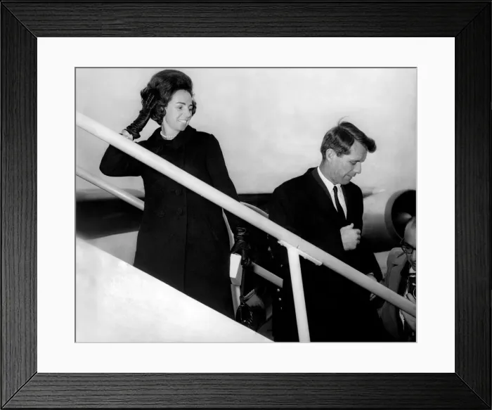 Framed Print : American Attorney general Robert Kennedy and his wife boarding their plane for the US