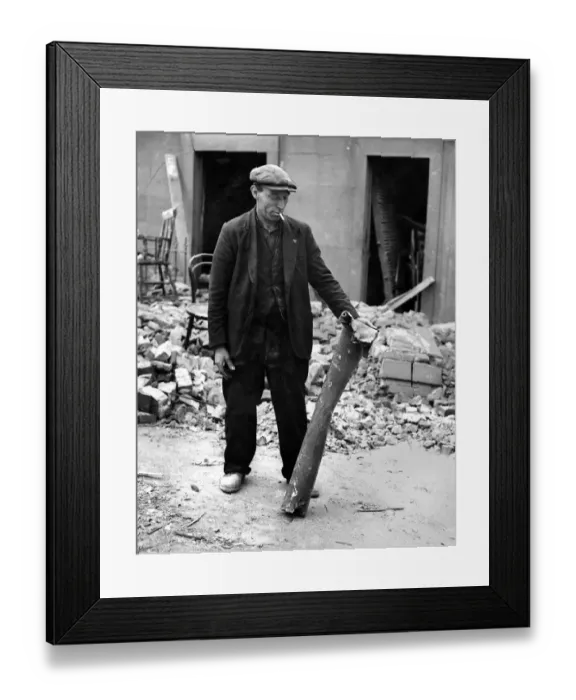 Framed Print : Piece of metal, believed to be part of the V1 flying bomb found at Nunhead