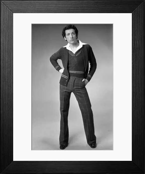 Framed Print : Paul Jaegar seen here modeling the latest mens wear fashions for 1973 Rev 3065 Framed Print : Paul Jaegar seen here modeling the latest mens wear fashions for 1973 Rev 3065