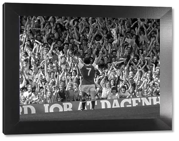 Arsenal v Leeds Liam Brady celebrates his goal with the crowd 19  /  08  /  1978