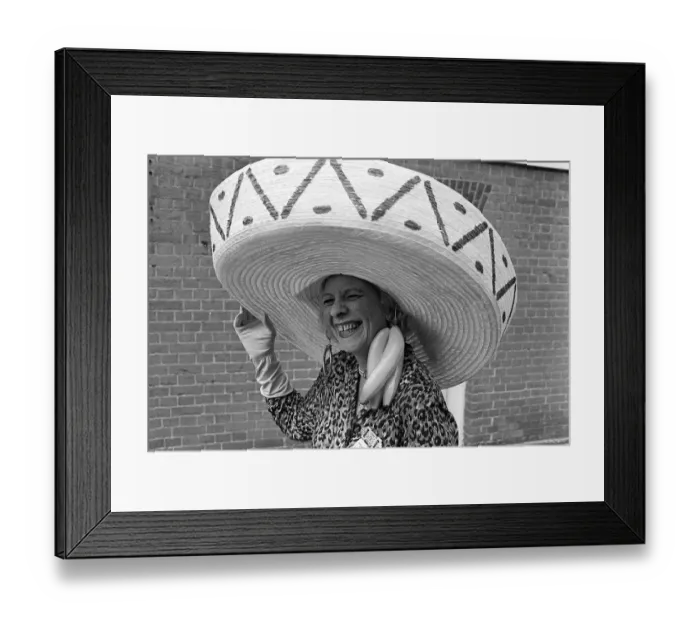Framed Print : 1968 Clothing Ascot Racing Fashion Gertrude Shilling wearing an outrageous Wide Framed Print : 1968 Clothing Ascot Racing Fashion Gertrude Shilling wearing an outrageous Wide