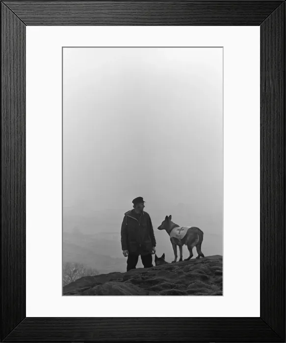 Framed Print : Mountain Rescue Dog Team seen here high on the Cumbrian hills. Circa 1975 Framed Print : Mountain Rescue Dog Team seen here high on the Cumbrian hills. Circa 1975