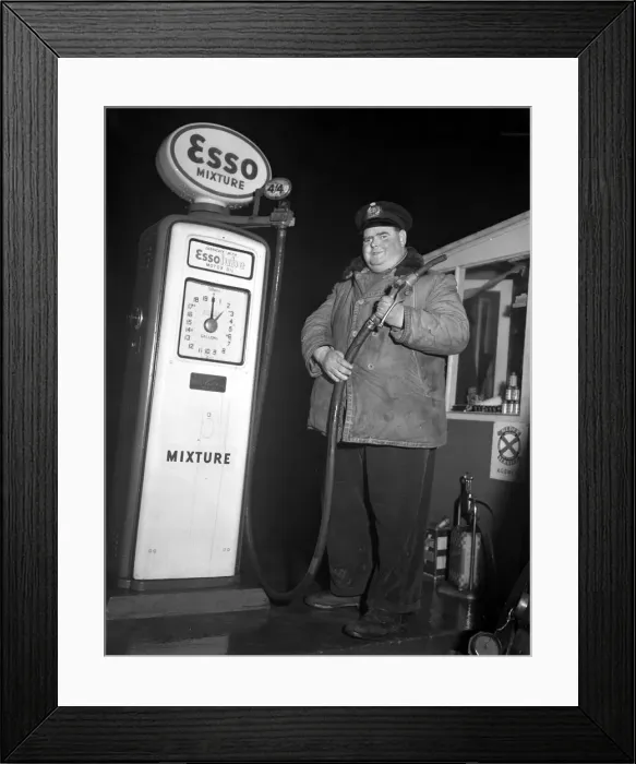 Framed Print : Petrol pump attendant December 1953 D7665 Framed Print : Petrol pump attendant December 1953 D7665