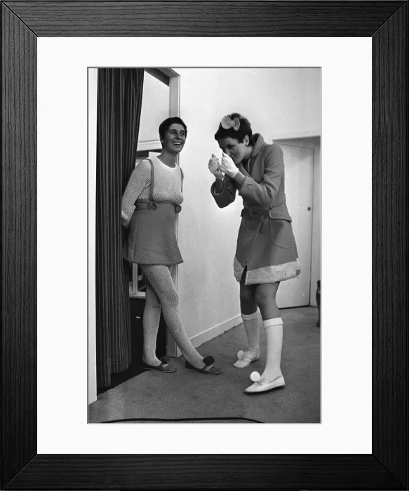 Framed Print : Sixties fashion models wear Courreges designs at Harrods 1968 Framed Print : Sixties fashion models wear Courreges designs at Harrods 1968