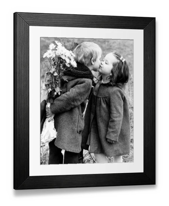 Framed Print : Children Valentines Day Kiss Feb 1985 John McCarten 5