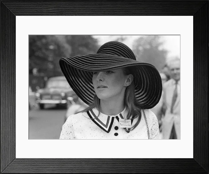 Framed Print : 1968 Clothing Ascot Racing Fashion Woman Wearing white dress