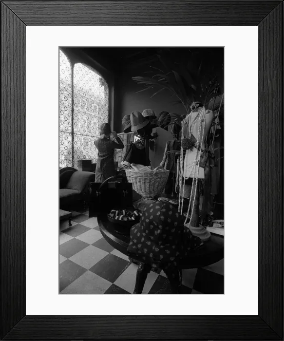 Framed Print : Bibas boutique in London May 1965 which specialises in mail order