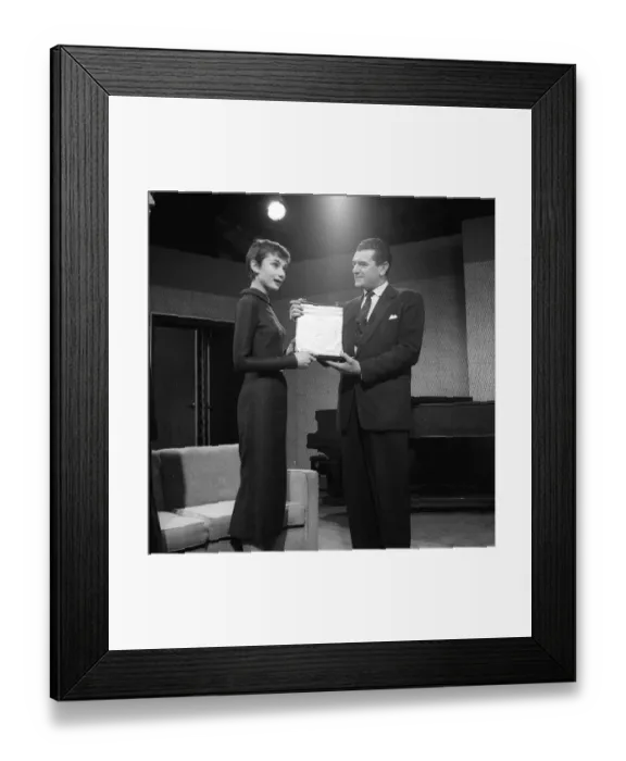Framed Print : Audrey Hepburn and jack Hawkins. January 1955