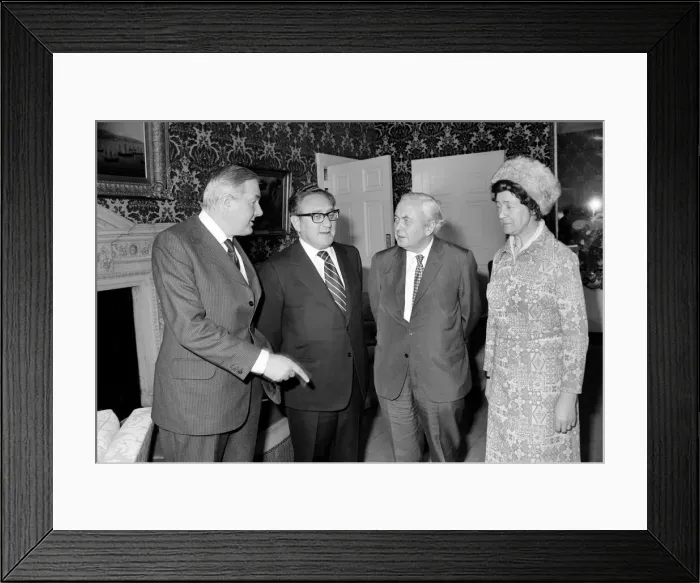 Framed Print : Mr. and Mrs. Callaghan. Mr. N. Wilson and Dr. Kissinger. February 1975 75-00939 Framed Print : Mr. and Mrs. Callaghan. Mr. N. Wilson and Dr. Kissinger. February 1975 75-00939