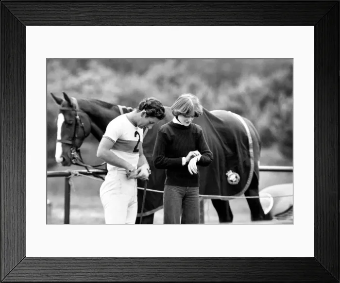 Framed Print : Prince Charles. Polo at Windsor with girlfriend Lady Sarah Spencer