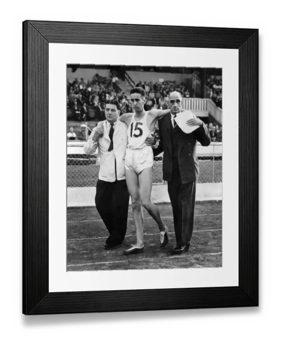 Framed Print : Ken Norris races Pirie out of six miles. Gordon Pirie created the athletic sensation of Framed Print : Ken Norris races Pirie out of six miles. Gordon Pirie created the athletic sensation of