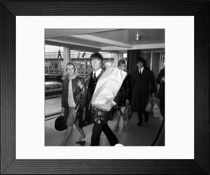 Framed Print : Pop Group The Beatles May 1964 Two of The Beatles arrive at back at London Airport Framed Print : Pop Group The Beatles May 1964 Two of The Beatles arrive at back at London Airport