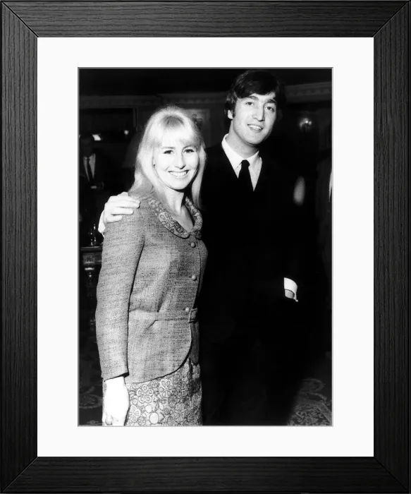 Framed Print : John Lennon attending a literary luncheon with his wife Cynthia