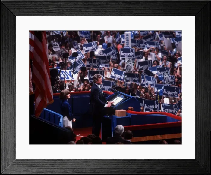 Framed Print : Senator Edward Kennedy speaks to enthusiastic supporters at the US Democratic convention Framed Print : Senator Edward Kennedy speaks to enthusiastic supporters at the US Democratic convention