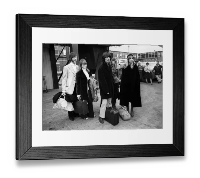 Framed Print : John Lennon Feb 1968 and Cynthia Lennon and George Harrison off to India