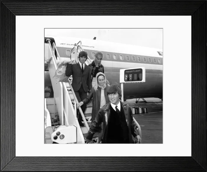 Framed Print : Pop Group The Beatles May 1964 Two of The Beatles arrive at back at London Airport