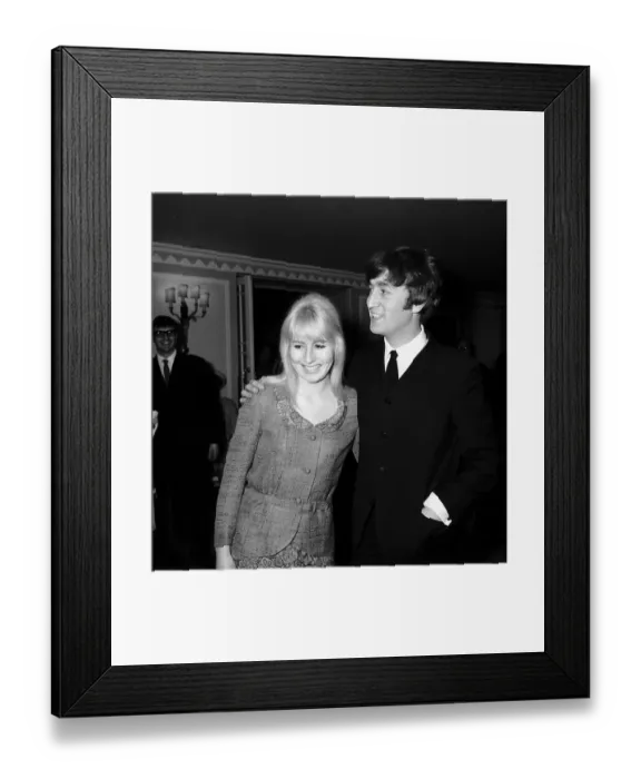 Framed Print : John Lennon with wife Cynthia attending a Foyles luncheon in order to launch his