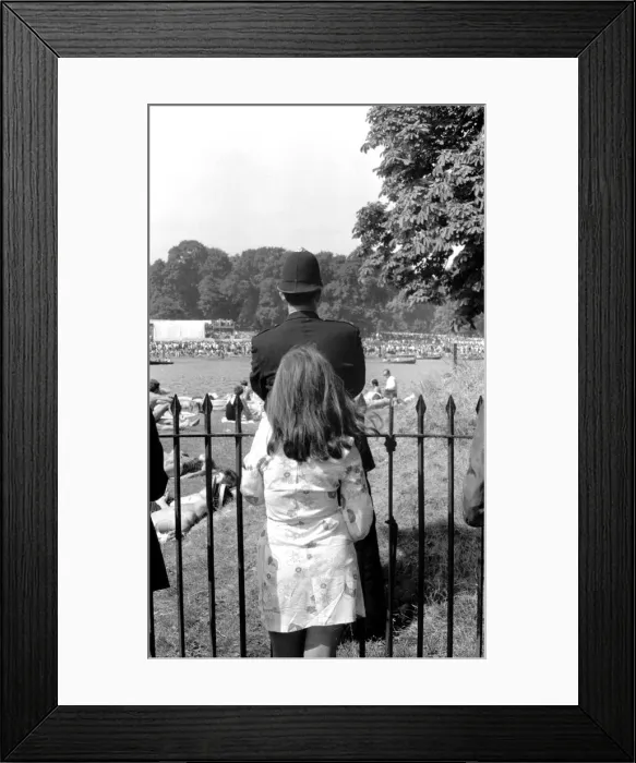 Framed Print : Policeman and young girl at The Rolling Stones concert at Hyde Park. 5th July 1969 Framed Print : Policeman and young girl at The Rolling Stones concert at Hyde Park. 5th July 1969