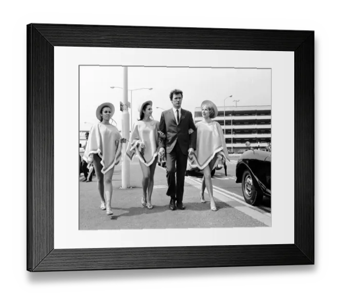 Framed Print : Clint Eastwood with cowgirls, Sue Melody, Sandra Marshall
