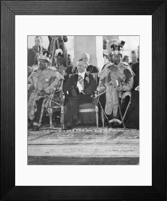 Framed Print : Ambassadors and tribal chiefs seen here in the cathedral of St George, Addis Ababa