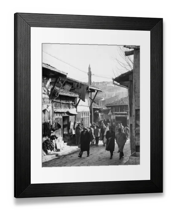 Framed Print : A busy street scene in the Armenian quarter of Angora, Turkey July 1929