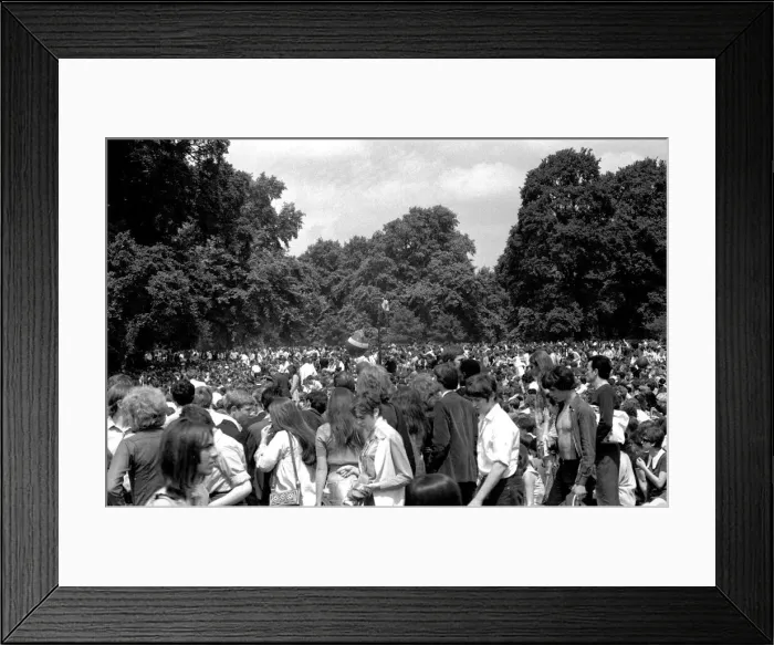 Framed Print : Crowds at The Rolling Stones concert in Hyde Park, London. 5th July 1969 Framed Print : Crowds at The Rolling Stones concert in Hyde Park, London. 5th July 1969