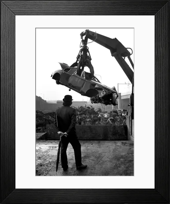 Framed Print : Unusual / Suit / Bowler Hat: Man Scraps Jaguar Car: On the other hand, Sales Director Mr Framed Print : Unusual / Suit / Bowler Hat: Man Scraps Jaguar Car: On the other hand, Sales Director Mr