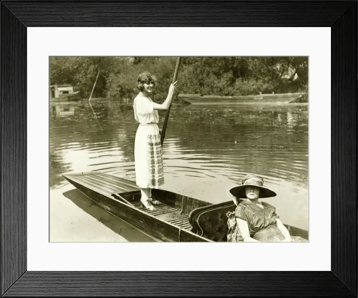 Framed Print : Clothing Fashions Women 1920s Ladies of leisure punting on the river Fashion