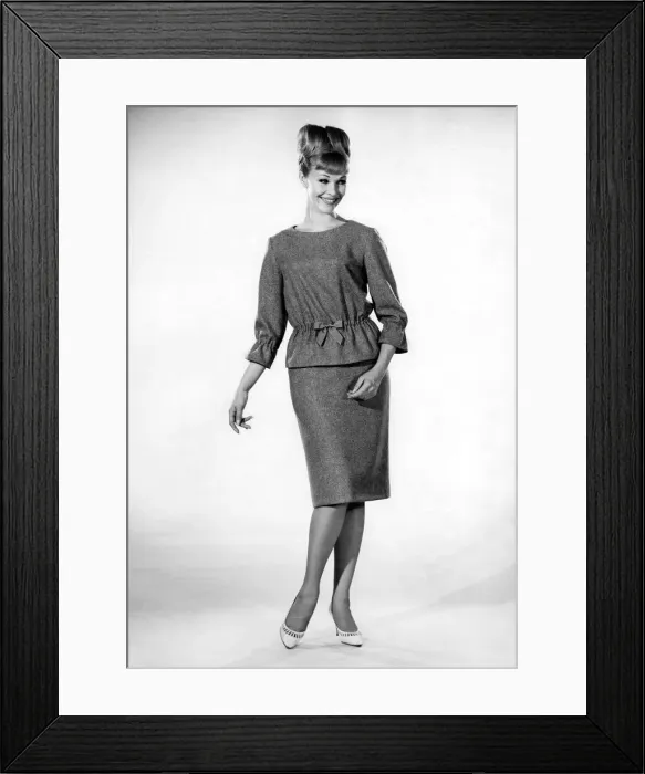 Framed Print : Reveille Fashions: Jo Waring wearing matching twin set. November 1964 P006839