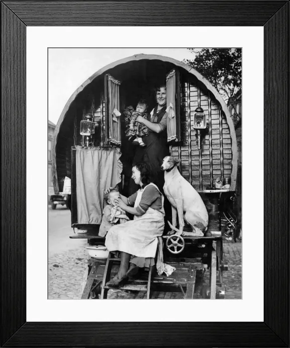 Framed Print : A gypsy family seen here with their caravan. October 1933 P007196
