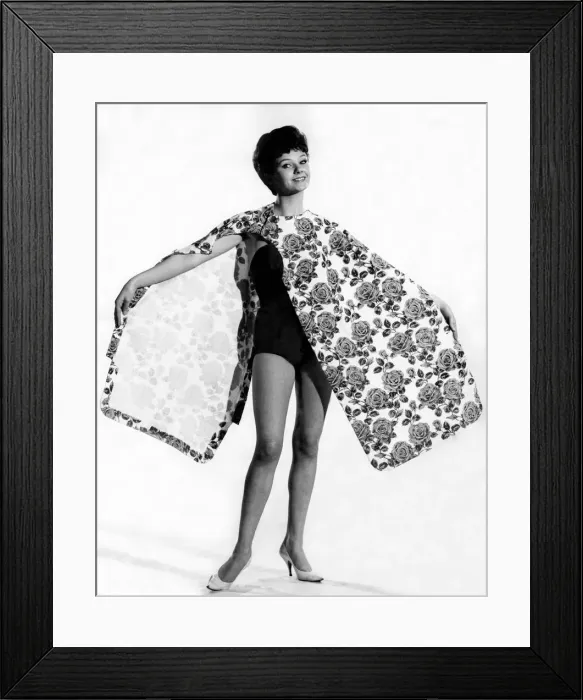 Framed Print : Reveille Fashions: Meriel Weston modelling beach bib. May 1961 P006844 Framed Print : Reveille Fashions: Meriel Weston modelling beach bib. May 1961 P006844