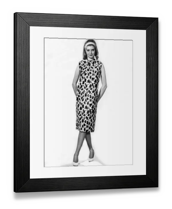 Framed Print : Reveille Fashions 1964: Maureen Walker modelling sleeveless summer dress