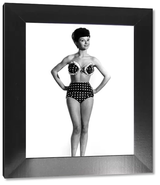 Reveille Fashions: Meriel Weston modelling bikini. May 1961 P006358