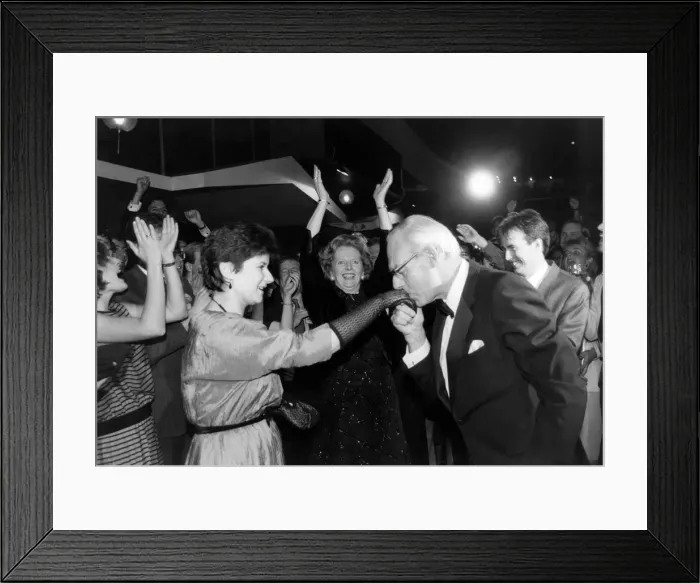 Framed Print : Dennis Thatcher with wife Prime Minister Margaret Thatcher. October 1983 Framed Print : Dennis Thatcher with wife Prime Minister Margaret Thatcher. October 1983