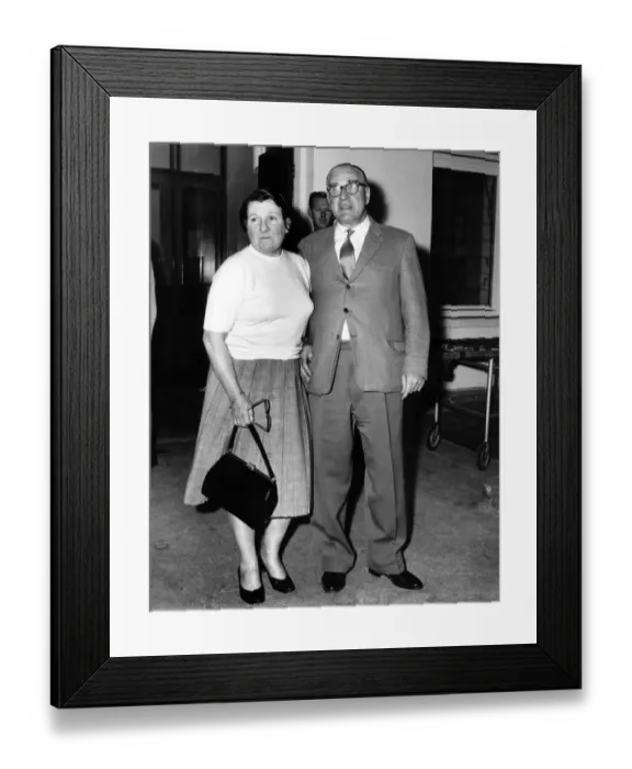 Framed Print : Sport. Motor Racing: Alfred Moss and wife parents of Stirling Moss seen here leaving
