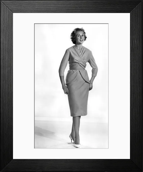 Framed Print : Rosemary Hewart modelling wrap over dress. November 1959 P006979