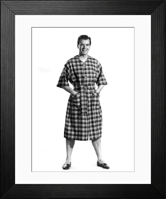 Framed Print : Reveille Fashions: Peter Wright modelling dressing gown. January 1961 P006869
