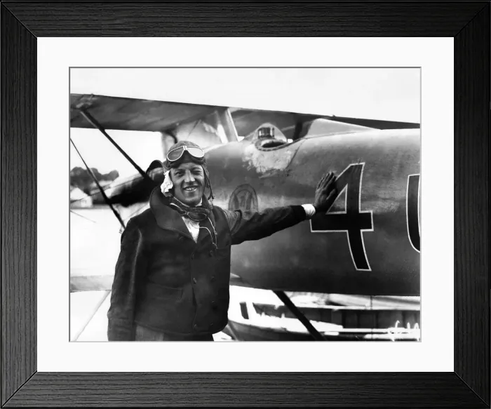 Framed Print : Lt. D. Rittenhouse, the winner of the Schneider Cup Seaplane race at Cowes